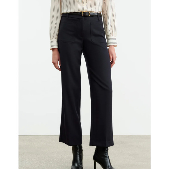 NEW! Nili Lotan 8 Wide Leg High Rise Wool $650 Enya Dress Pants Crop Black - Picture 7 of 10